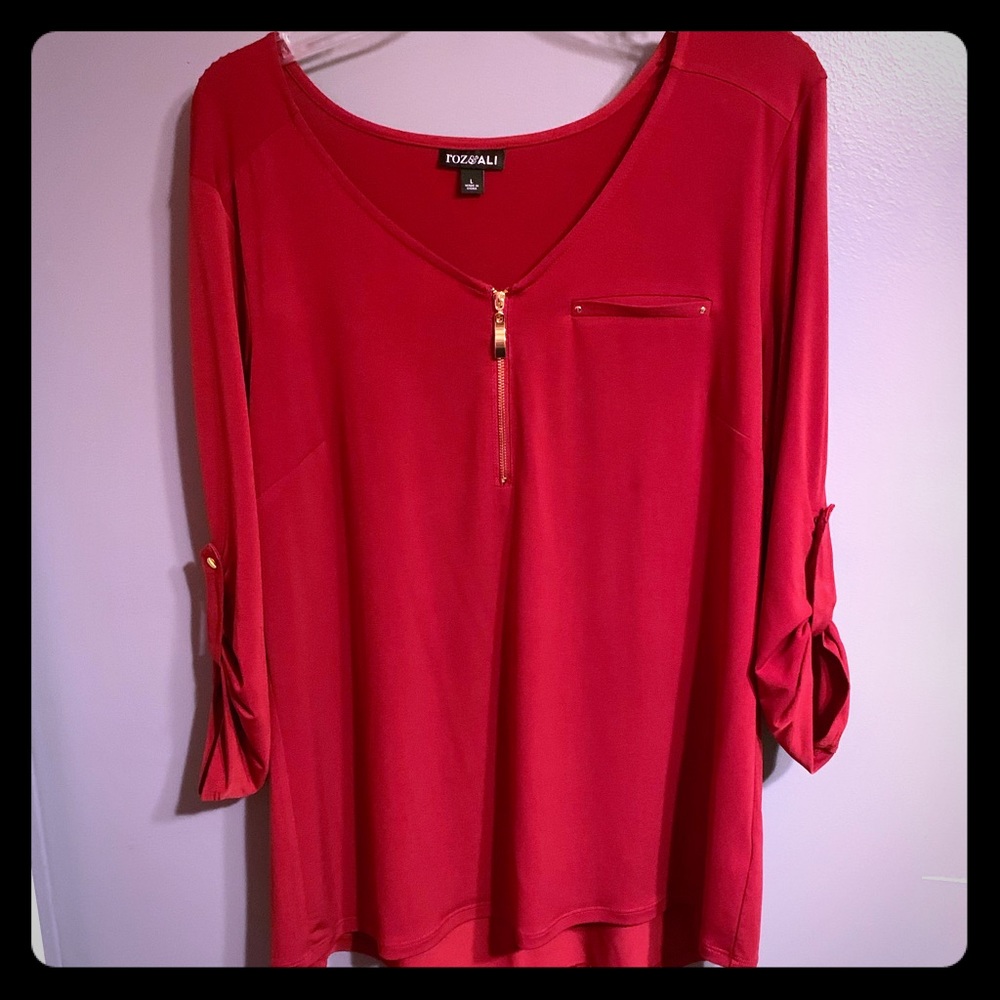 Red 3/4 sleeve blouse